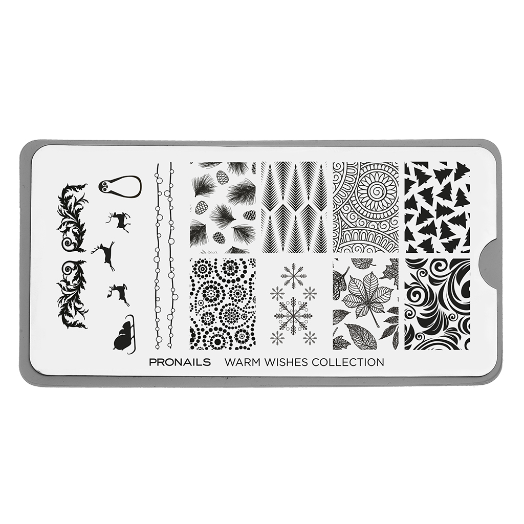 ProNails Stamping Plate Warm Wishes + Scraper. -kynsien kuviointiin 1 pro nails stamping plate