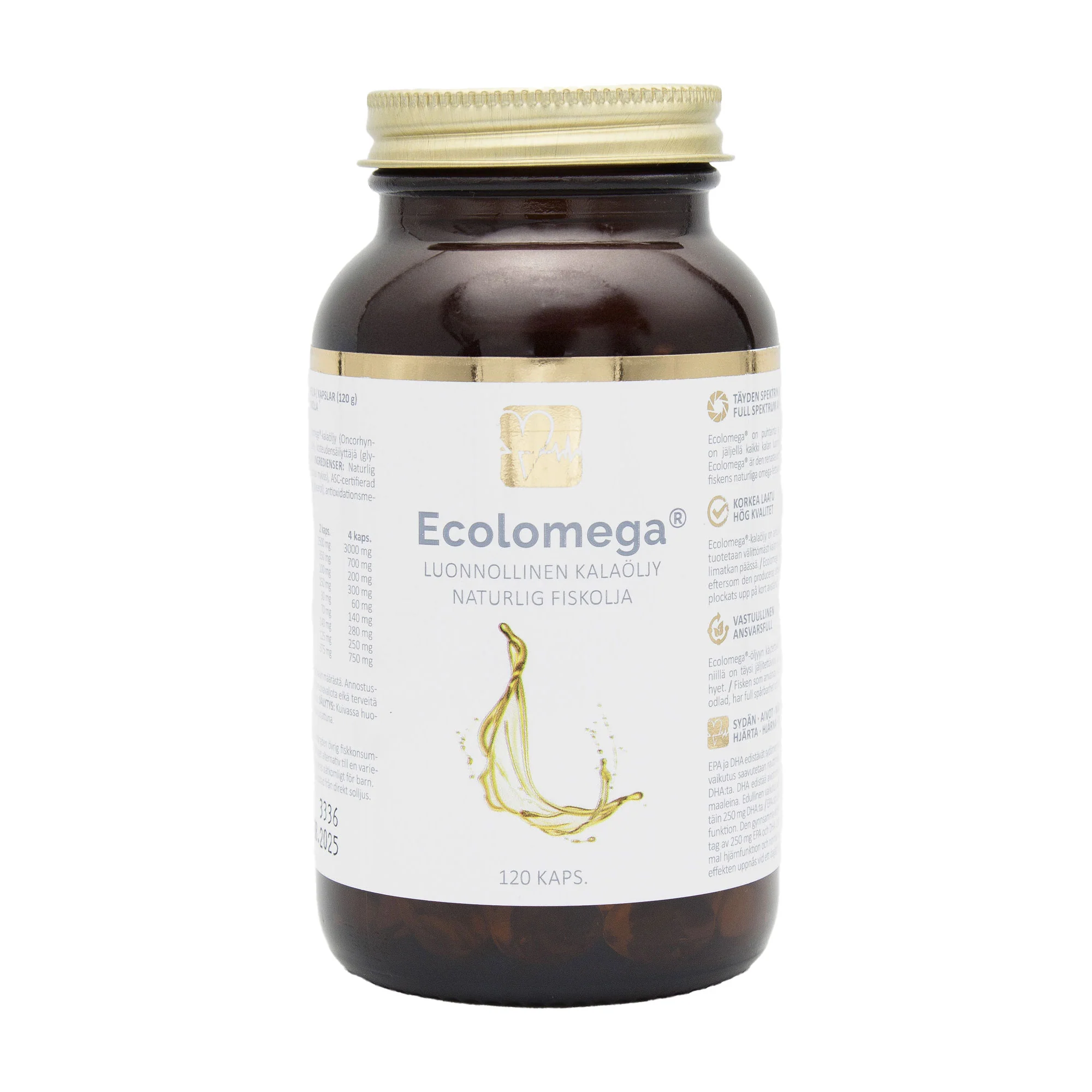 Ecolomega-kalaöljykapselit, 120 kpl 1 ecolomega kalaöljy